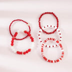 RISHEGAE Heishi Beaded Stretch Bracelets for Women Stackable Polymer Clay Beads Bracelets Friendship Boho Summer Beach Bracelet Jewelry Set - color: C-Red Bracelet