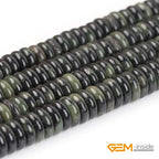 GEM-Inside 2x6mm Natural Dark Green Canada Jadeite Jade Semi-Gemstone Heishi Disc Rondelle Spacer Beads for Jewelry Making Full 15" Strand Energy Stone Healing Power Crystal - color: Dark Green Canada Jadeite
