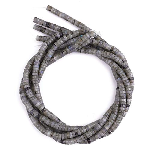 BEADIA Natural Spectrolite Spacer Beads Caps Loose Semi Gemstone for Beading Jewelry Making 6mmx3mm 38cm - color: Spectrolite, size: Round 6mm x 3mm