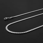 Fiusem Flat Box Chains for Men, 2.5/3/4/4.5/5mm Silver Tone Box Chain Necklace, Stainless Steel Necklaces for Men and Women 16-28 Inches, Jewelry Gift - size: 24 Inches, style: Silver 3MM