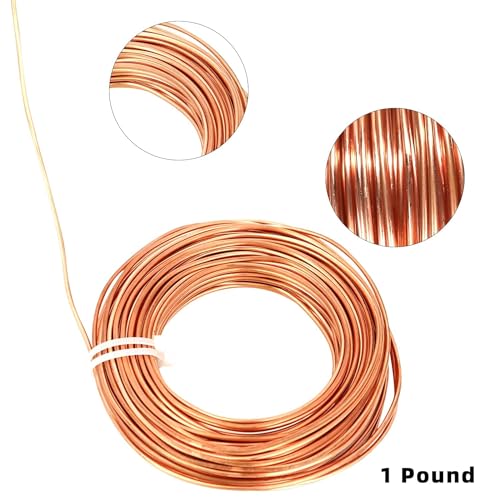 99.9% Soft Copper Wire, 6 Gauge/ 4.1 mm Diameter, 12.5 Feet / 3.8m, 1 Pound Spool Pure Copper Wire, Jewelry Making Wire Craft Wire - size: 6 Gauge(4.1 Mm), 1 Pound