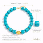 Mchic Colorful Beaded Choker Necklace for Women: Boho Large Square Acrylic Beaded Necklace Stainless Steel Adjustable Surfer Beach Strand Necklaces Summer Handmade Jewelry Gift for Women - color: Teal