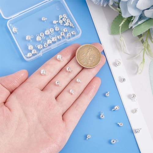 PH PandaHall 45pcs Sterling Silver Stop Beads - 3 Sizes, Slide Stopper, Locator Rings, Pendant, Brass Tube for Jewelry Making