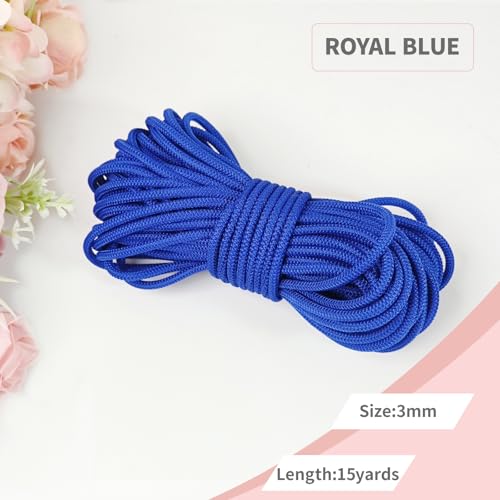1/8 inch Non-Slip Elastic Band -3mm 15 Yards Soft Elastic Cord Stretch String Braided Thread for Sports Gear, DIY Crafts, Hair Bands,Shoelaces, Sewing & Camping Tie Down (Royal Blue) - color: Royal Blue