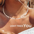 AGOT Beaded Gemstone Necklace for Women: Boho Bead Choker Natural Stone Necklaces - Handmade Jewelry for Summer Beach - color: White