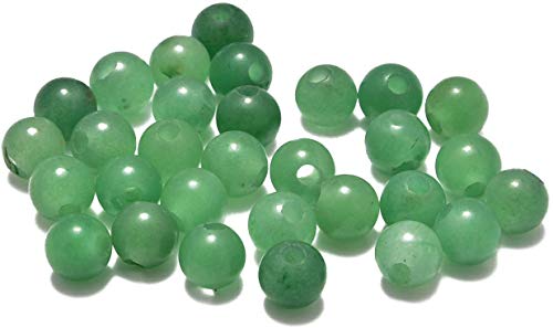 AD Beads Natural Gemstone 10mm Round Loose Beads Big Hole 2mm Sized 30pcs (Green Aventurine) - color: Green Aventurine