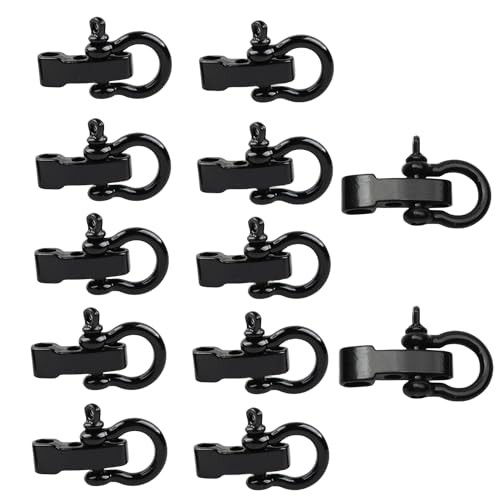 Hewnda 10 Sets Zinc alloy Bow Shackle Umbrella Rope,Adjustable D Umbrella Rope Bracelet Buckle Survival D Shape