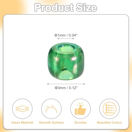 uxcell 2000 Pcs Glass Seed Beads Bulk, 3mm Mini Loose Glass Bugle Beads for DIY Earrings, Necklaces, Bracelets, Jewelry Making, Dark Green - color: Dark Green, size: 3mm
