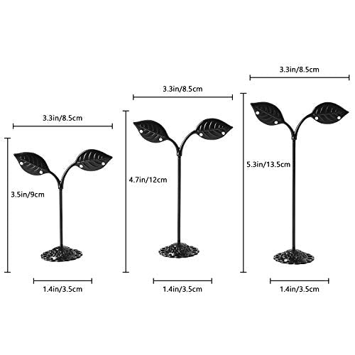 Black Earring Stand Detachable Metal Earring Display Storage Rack for Photography Jewelry Props Show Closet Retail Store Display 3 Pcs, Leaf Shape