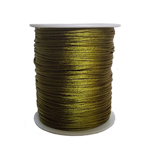 1.5mm Nylon Satin Cord Thread Beading String for Macrame Bracelets Chinese Knotting,Necklaces,Jewelry Making 109 Yards (Olive) - color: Olive, size: 1.5mm