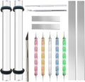14 Polymer Clay Tools Acrylic Roller Clay Rolling Pin with Thickness Rings Tissue Blade Sculpting Earring Making Kit Supplies Slicer Knife Dotting Tool Jewelry Accessories Mini Cutters Press - color: 14 Pcs