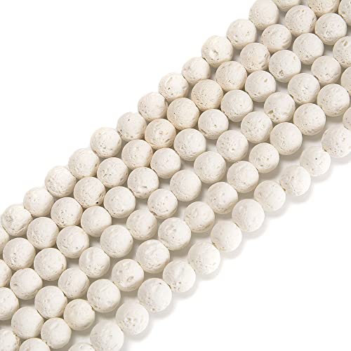 6mm White Lava Round Chakra Beads Natural Gematone Loose Beads for Jewelry Making DIY 1 Strand 15" - color: White Lava, size: 6mm