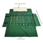 Portable Jewelry Roll Untangled Secure Necklace Travel Storage Bag Displays Holder 16 Chain (gray PU and green) - color: gray PU and green