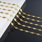 KYUNHOO 4 Meters Gold Plated Jewelry Making Chains Bulk on Spool Eyelashes Shaped Craft Roll Solid Stainless Steel Jewelry Chain for Women DIY Necklace Bracelet - color: Eyelash Gold