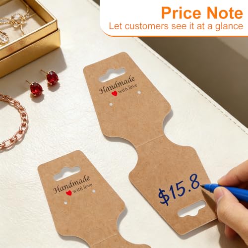 120PCS Sturdy Jewelry Display Cards - Self-Adhesive Necklace & Bracelet Packaging for Small Business, Keychain, Earring, Hair Band, and Scrunchies - color: 120Kraft paper