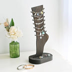 MOOCA 2 Pcs Set Two-Way Tabletop or Wall-Mountable Jewelry Display Natural Wood Foot-Shaped Bracelet Display, Anklets Display Storage, Wood Sturdy Base, Dark Brown Color - color: Dark Brown
