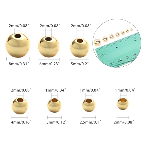 4mm-270pcs 18K Gold Filled Round Ball Beads for Jewelry Making Gold Spacer Beads, Smooth Gold Metal Beads for Bracelets Necklaces Earrings Crafts Bulk Supplies - color: 4mm-270pcs