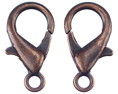 CleverDelights 21x12mm Lobster Clasps - 50 Pack (Antique Copper) - color: Antique Copper