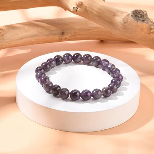 1Pcs Gemstone Bracelets, Amethyst Bracelets Ornament Adjustable Bracelets for Women DIY Necklace Bracelet Earring Jewelry Craft Making, about 5.2cm inner diameter, Bead: 8mm in diameter