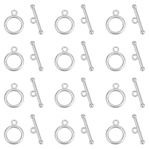 BENECREAT 12 Sets Plating Brass Toggle Clasps, 0.6inch T-Bar Closure Clasp, Closure Connector for Jewelry Making Findings Necklace Bracelet Craft DIY - color: Platinum
