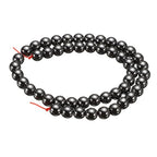 HARFINGTON 50pcs Natural Stone Beads 6mm Black Courage Stone Round Gemstone Stone Loose Beading Real Genuine Smooth Balls Bead for Jewelry Making Bracelets Necklace Earrings DIY - color: Black Courage Stone, size: 6mm