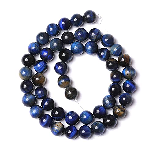 Lapis Lazuli Blue Tiger Eye Beads Natural Stone Round Loose Beads Energy Gemstone Healing Power for Jewelry Making 1 Strand 6mm 60pcs 15" - color: Lapis Blue Tiger Eye, size: 6mm