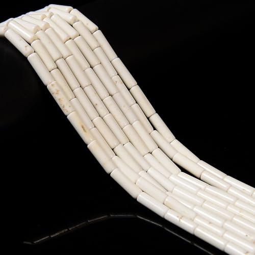 30 Pcs 4x13mm White Howlite Turquoise Stone Bead Round Tube DIY Healing Beads for Friendship Mens Bracelets Jewelry Making - color: White Turquoise, size: 4x13mm