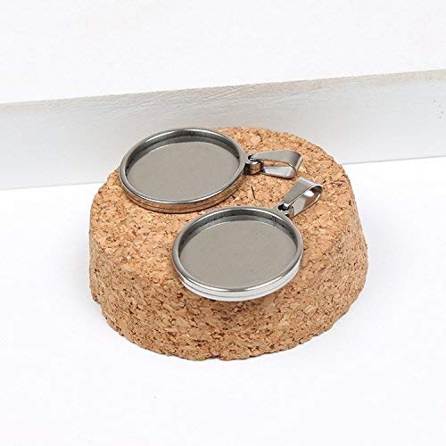 10pcs stainess steel cabochon base setting 20mm 25mm 30mm round cameo pendant trays diy jewelry blank bezel for necklace making (20mm) - size: 20mm silver