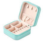 Neveika Portable Travel Mini Jewelry Box Leather Jewellery Ring Organizer Case Storage Gift Box Girls Women (blue). - color: blue