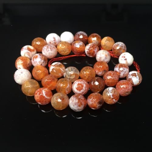 120pcs Adabele Natural Faceted Red Fire Agate Healing Gemstone 6mm (0.24 Inch) Round Loose Beads Gem Stone Spacer for DIY Craft Jewelry Making GH4-6 - color: Faceted Red Fire Agate, size: 6mm (120pcs/2 strands)