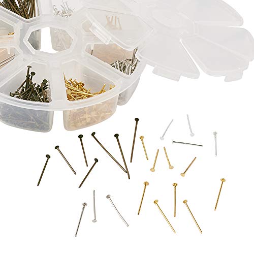 Craftdady 650Pcs Flat Head Pins 16mm 20mm 30mm Mixed Colors Wire Headpins for Jewelry Making - color: Gold & Silver, Flat Headpins