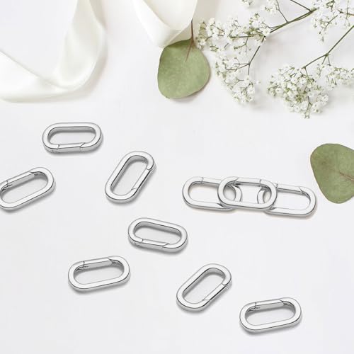 10pcs 925 Silver Plated Oval Clasps,Jewelry Clasps,Gold Paper Clip Clasps,DIY Bracelets Necklaces Jewelry Making and Repairing (925 Silver-14mm) - color: 925 Silver-14mm