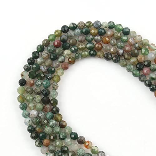 Song Xi 180pcs 2mm Natural Indian Agate Gemstone Beads Faceted Round Loose Stone Beads for Jewelry Making - color: Indian Agate, size: 1.9-2.4mm