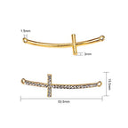 PH PandaHall 12pcs Cross Connector Golden Metal Rhinestone Charms Curved Sideways Connector Bar Link for Easter Eid Mubarak Ramadan Decoration Necklace Earring Bracelet Jewelry Making