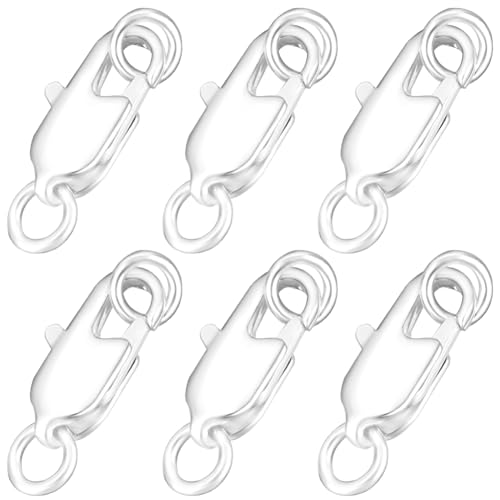 Beebeecraft 1 Box 20Pcs Lobster Claw Clasps 925 Sterling Silver Plated Brass Lobster Clasp with Jump Ring Rectangle Trigger Clasp Connectors for Jewelry Making Supplies DIY Crafts 10.5x5x2.5mm - color: Silver, size: 10.5x5x2.6mm