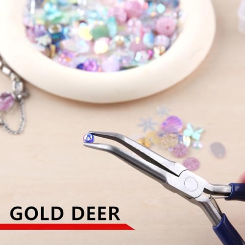 Bent Nose Pliers - Mini Jewelry Pliers with Comfort Grip Handles For Bending Wire & Gripping - style: Bent Nose Pliers with Smooth Jaw