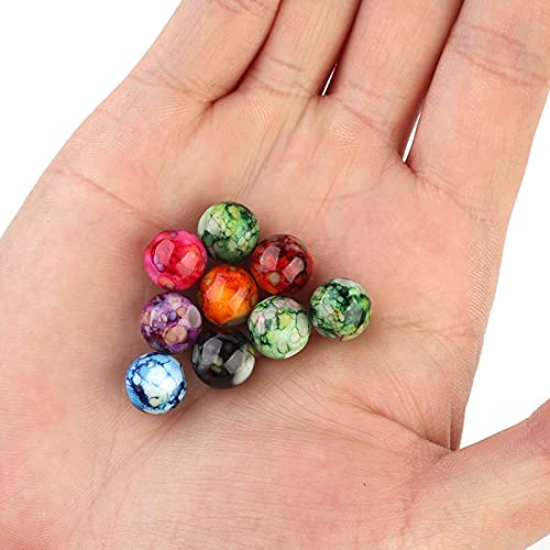 200PCS Acrylic Beads for Jewelry Making Round Loose Beads Charms Ink Patterns for Bracelets Earring Necklace Rings Adults Beading DIY Art Craft Projects Decor Birthday Gifts (10mm) - size: 10mm