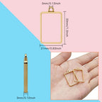 50pcs Open Bezels for Resin,Rectangle Open Frame Pendant Geometric Hollow Frame Pendant Resin Casting Frames Pendants with 1 Loop for Earrings, Necklace, Bracelet, Pressed Flower, DIY Crafts(K Gold) - color: K Gold;Rectangle;Style B
