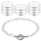 Prasacco 12 Pcs Chains Bracelets for Jewelry Making, Chain for Women, Link Chain Bracelets with OT Toggle Clasp, Charm Bracelets for Jewelry Making (Silver) - color: Silver