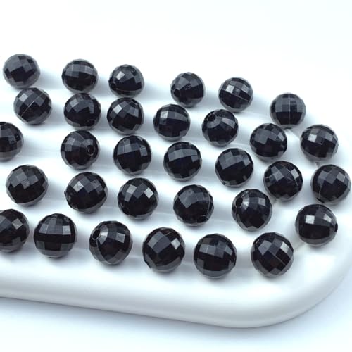 400 PCS 8mm Acrylic Round Faceted Beads Crystal Spacer Beads Multiple Faceted Loose Beads for DIY Jewelry Making Bracelet Necklace Earring Wind Chimes Wine Charms Sun Catchers(Black) - color: 2-Black, size: 8MM