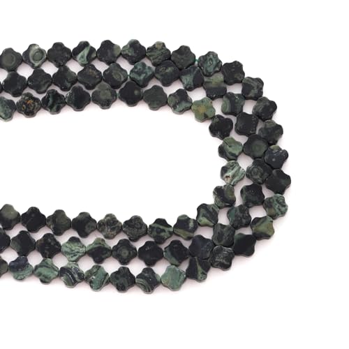 8mm Natural Kambaba Jasper Gemstone Faceted Clovers Beads Four-Leaf Spacer Loose Beads for DIY Jewelry Making Beads - color: Kambaba Jasper