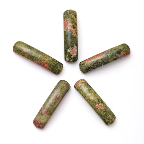 5PCS Natural Unakite Stone Rectangle Curved Beads Gemstone Pendants Connectors for DIY Bracelet Neclace Jewelry Making - color: Unakite
