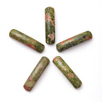 5PCS Natural Unakite Stone Rectangle Curved Beads Gemstone Pendants Connectors for DIY Bracelet Neclace Jewelry Making - color: Unakite