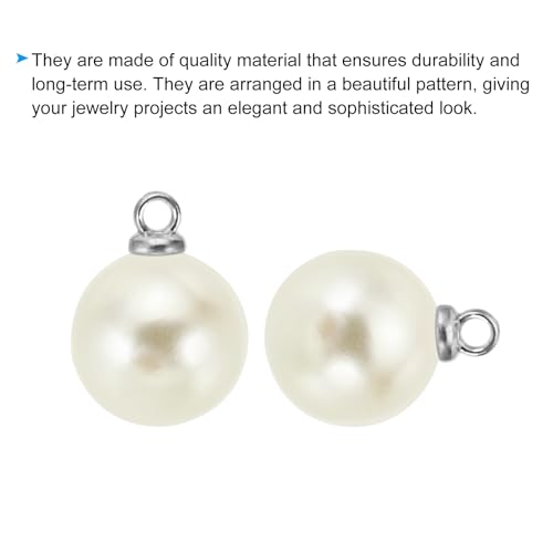 PATIKIL Pearl Charm, 100pcs Pearl Beads Faux Pearl Pendant Charm DIY for Jewelry Making Bracelets Earrings Necklace Crafts - color: Silvery Beige, size: 10mm