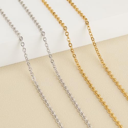 SMYHTGLIF 2 Rolls Total 32.8 Feet Gold and Silver Chain for Jewelry Making Stainless Steel Cable Chain Roll Oval Link Bulk Chain Craft Jewelry Making Chains - size: 5.1×4mm