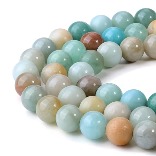HAAMIIQII 6mm Natural Blue Amazonite Beads Round Gemstone Loose Beads for Jewelry Making 2 Strands (120-130pcs) - color: Blue Amazonite, size: 6mm (120-130pcs)