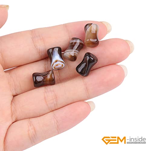 GEM-Inside 30Pcs 8x12mm Natural Brown Sardonyx Onyx Agate Stone Plant Bamboo Knot Bone Charms Beads for Jewelry Making Power Energy Chakra Stone Beads - color: Brown Sardonyx Onyx Agate