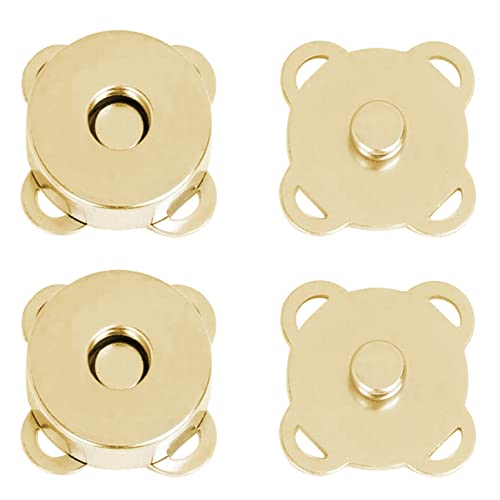 12 Sets Magnetic Snaps Buttons Sew in Magnetic Plum Bag Clasps Button Snaps for Purses Handbag Clothes Scrapbooking Closure Fastener Sewing Craft DIY (15mm) (Gold) - color: Glod 12PCS, size: 15MM