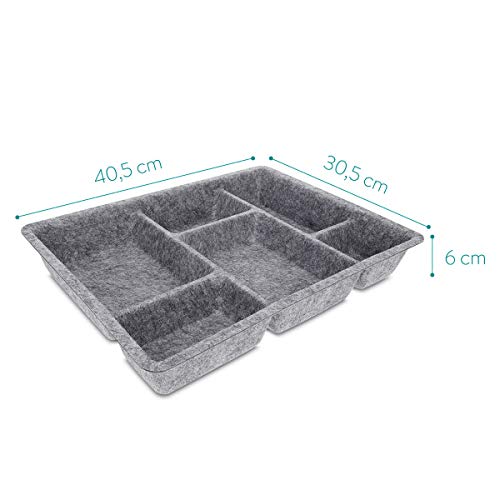 Navaris Felt Drawer Organizer Tray - Tidy Desk Drawers, Office Supplies, Jewelry, Cosmetics, Small Personal Items and Accessories - Gray - color: Grey