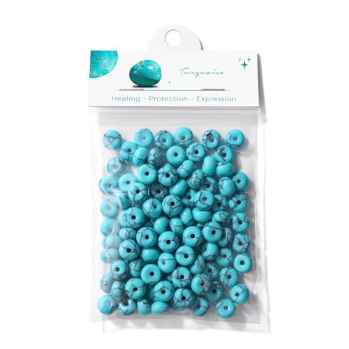 Raicegs 100pcs 5×8mm Rondelle Turquoise Beads Natural Gemstone Beads Abacus Disk Stone Loose Beads for Jewelry Making DIY Bracelets Necklace - color: Turquoise, size: 5×8mm Rondelle